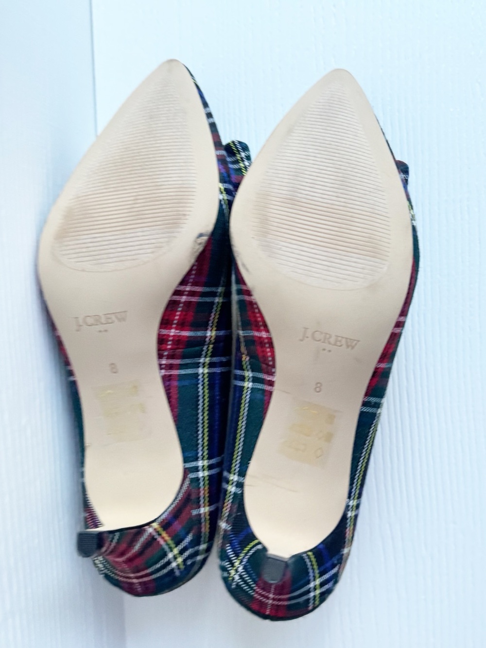 J.Crew Factory Esme Tartan Plaid Bow Kitten Heel Pumps Size 8 - Picture 8 of 12